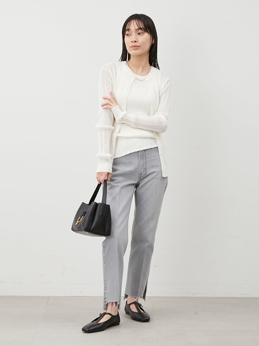 Mila Owen「裾段差テーパードデニムパンツ」|デニム|