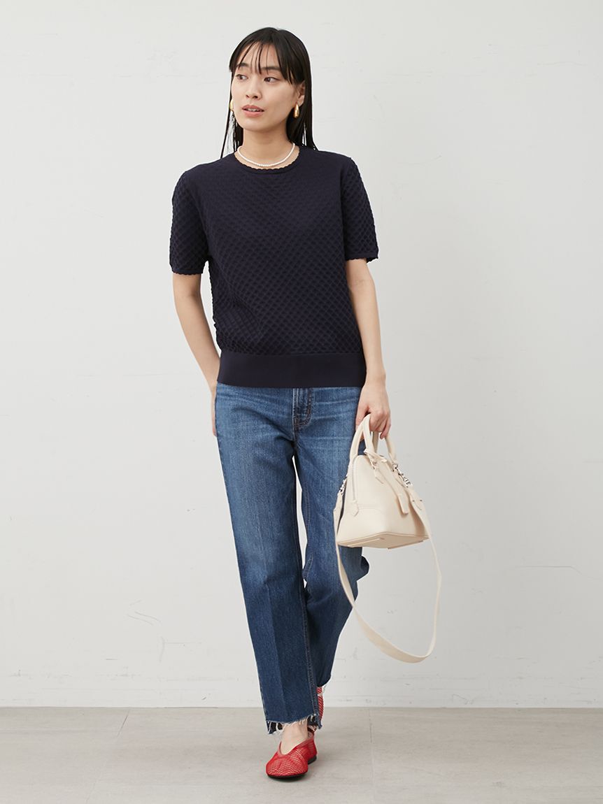 Mila Owen「裾段差テーパードデニムパンツ」|デニム|