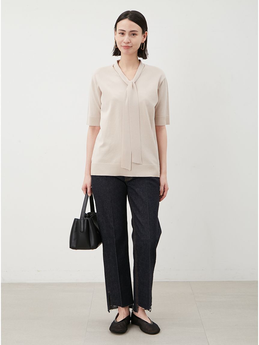 Mila Owen「裾段差テーパードデニムパンツ」|デニム|