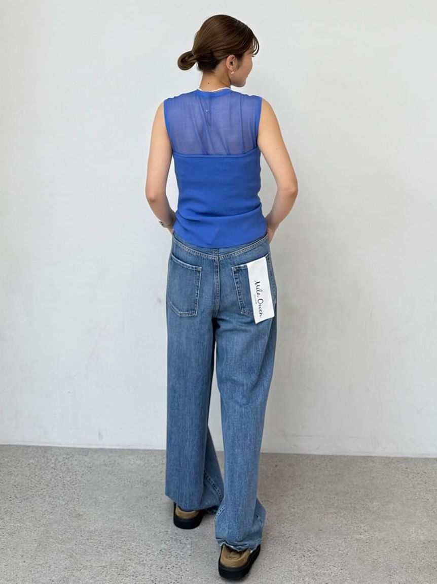 Mila Owen「ウエストドロストワイドデニムパンツ」|デニム|