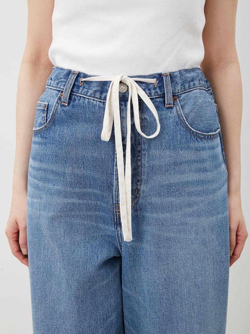 Mila Owen「ウエストドロストワイドデニムパンツ」|デニム|