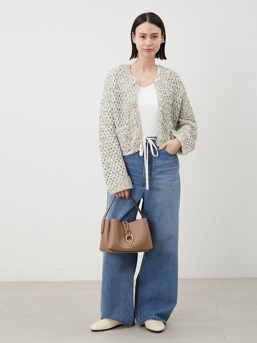 Mila Owen「ウエストドロストワイドデニムパンツ」|デニム|