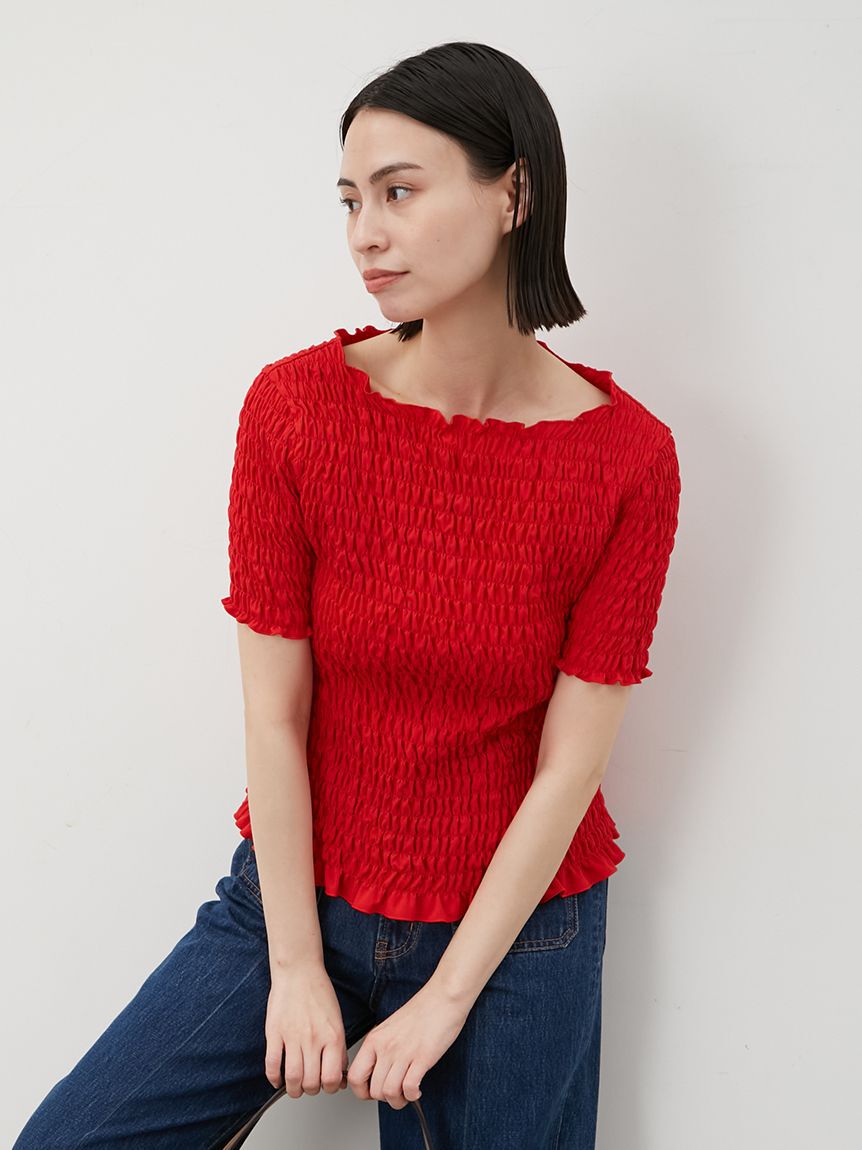 Mila Owen「シャーリングブラウス」|シャツ・ブラウス|RED