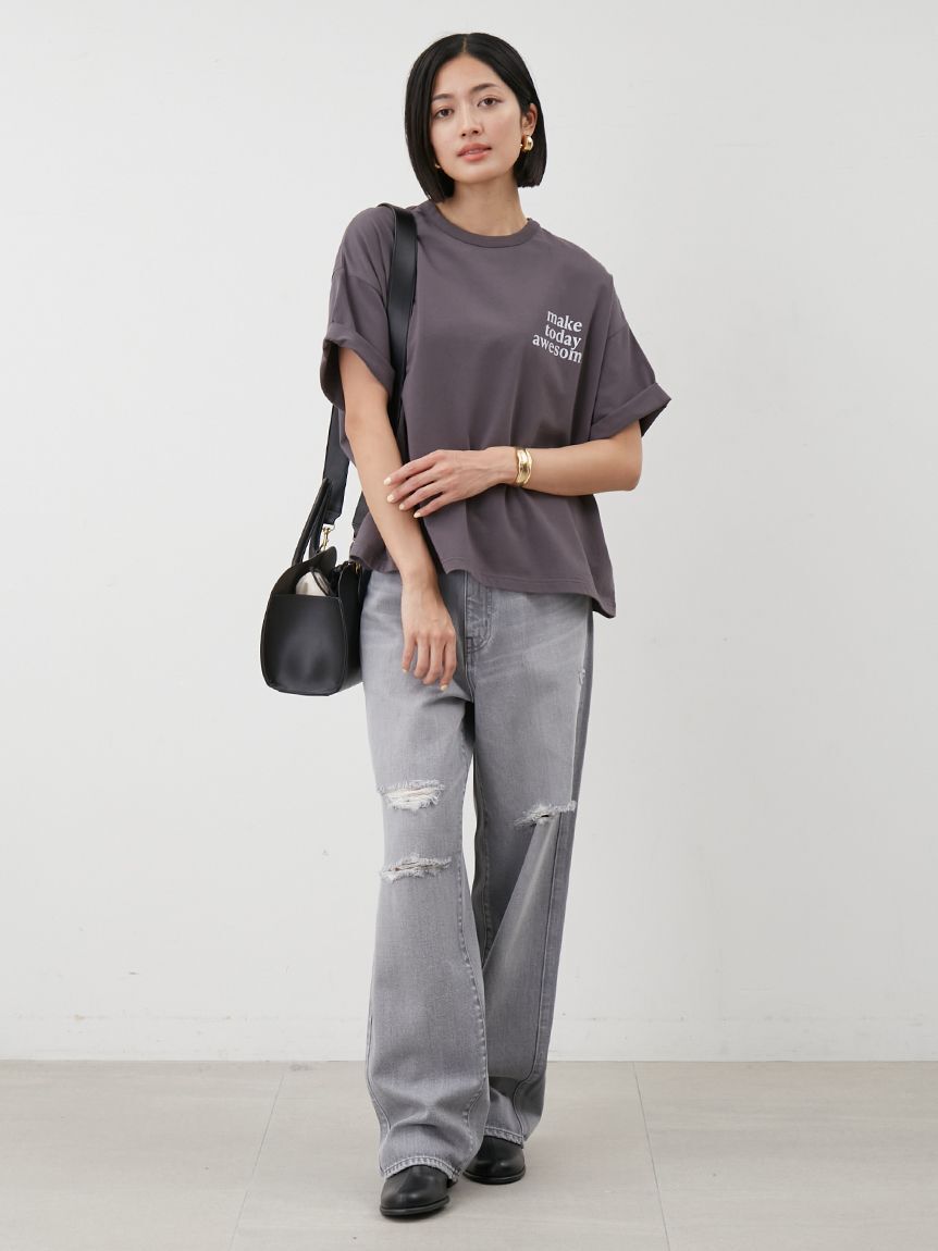 Mila Owen「短丈ワイドグラフィックTシャツ」|Tシャツ・カットソー|