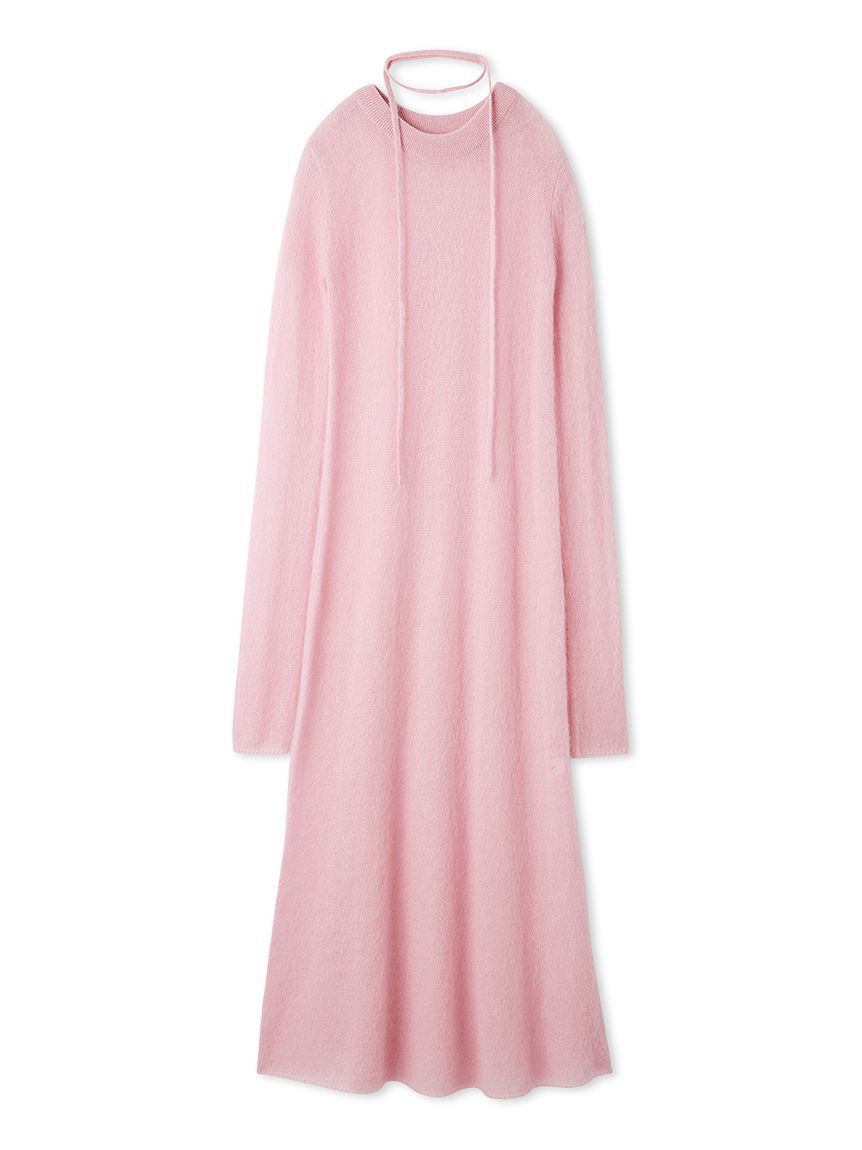 Mila Owen「タイ付きアルパカ混シアーニットフレアワンピース」|ワンピース|