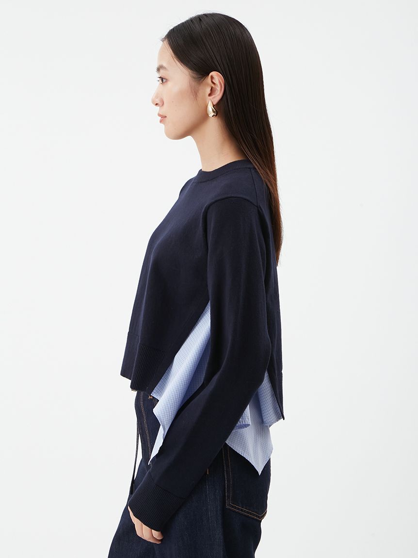 Mila Owen「カシミヤコットンストライプドッキングニット」|ニット・セーター|