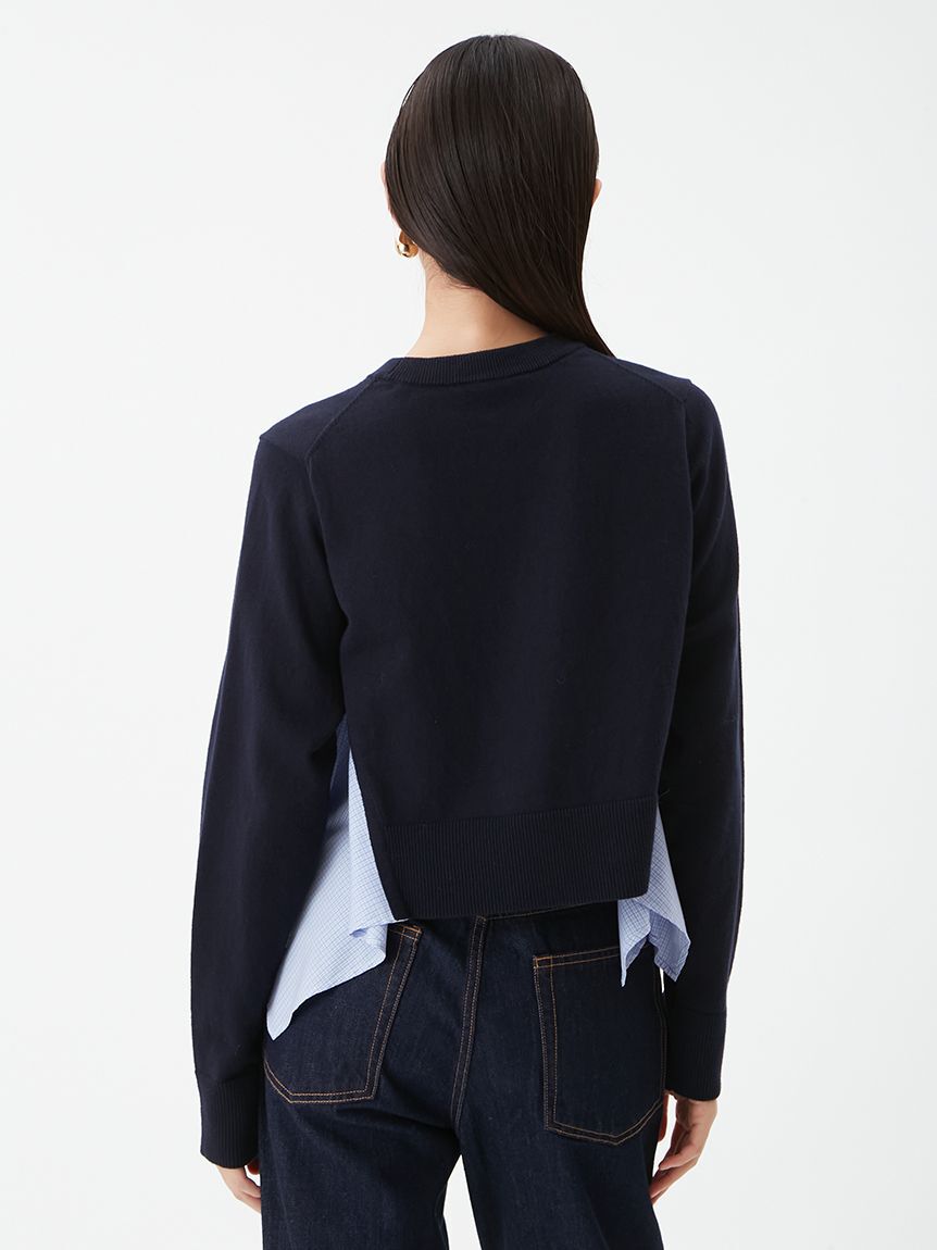 Mila Owen「カシミヤコットンストライプドッキングニット」|ニット・セーター|