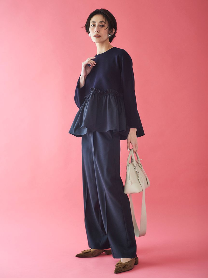 Mila Owen「ペプラムブラウス&times;ワンタックパンツ　ＳＥＴＵＰ」|ワンピース|NVY
