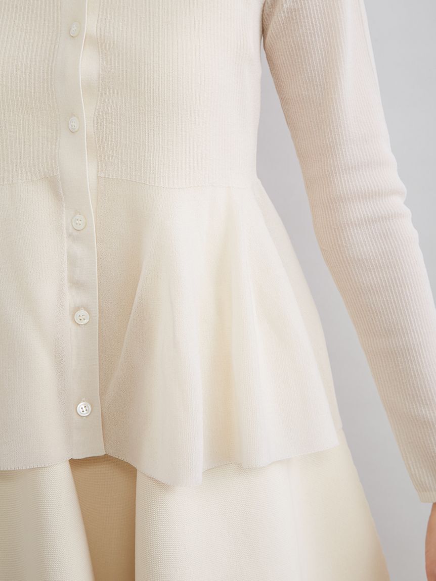 Mila Owen「アンサンブルペプラムシアーポロニットカーディガン」|ニット・セーター|