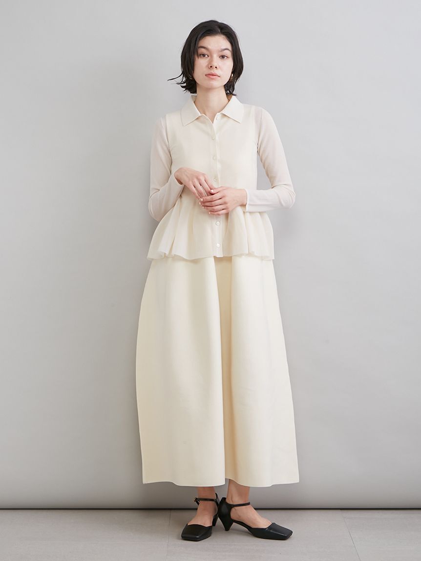 Mila Owen「アンサンブルペプラムシアーポロニットカーディガン」|ニット・セーター|