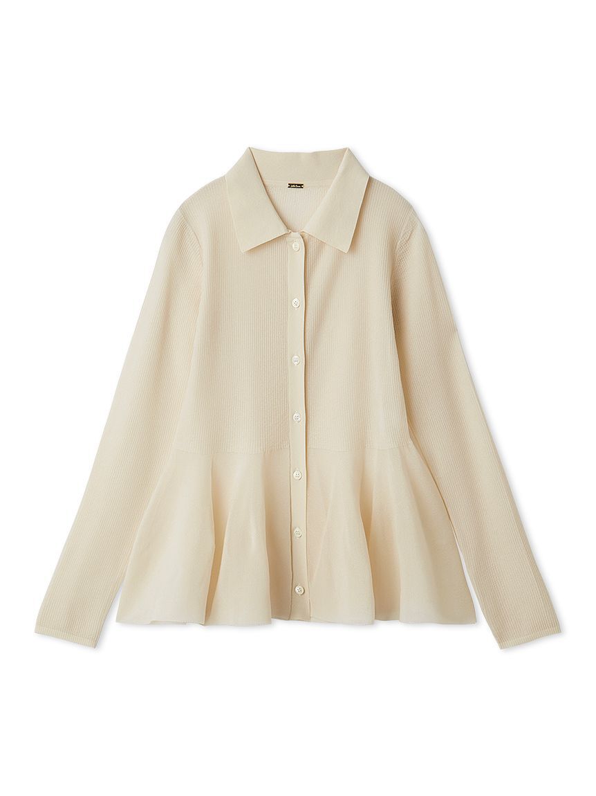 Mila Owen「アンサンブルペプラムシアーポロニットカーディガン」|ニット・セーター|