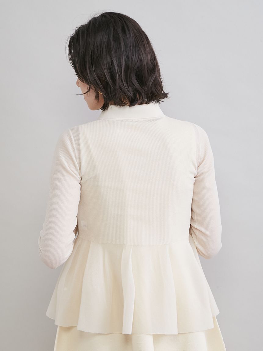 Mila Owen「アンサンブルペプラムシアーポロニットカーディガン」|ニット・セーター|