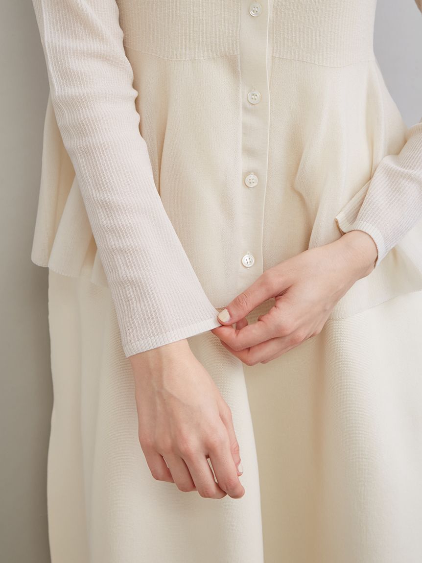 Mila Owen「アンサンブルペプラムシアーポロニットカーディガン」|ニット・セーター|