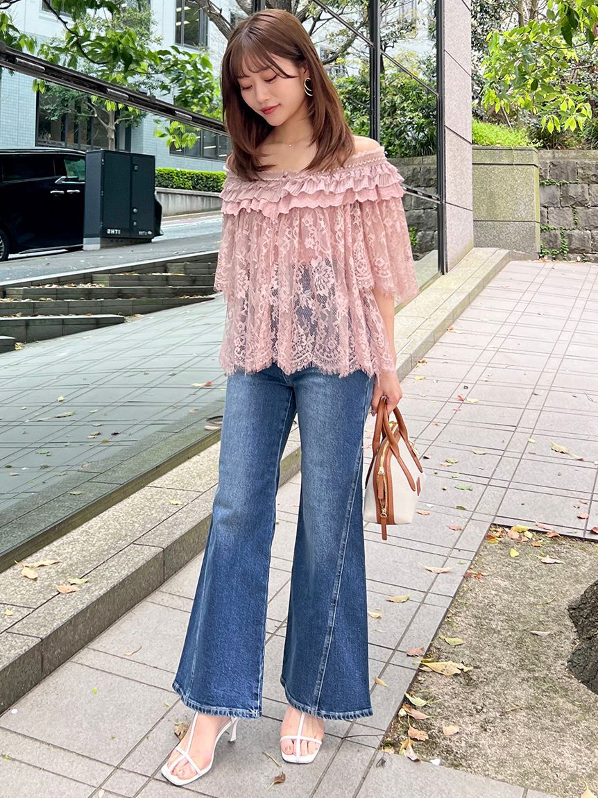 SNIDEL「【00サイズあり】Sustainableストレッチフレアデニムパンツ」|デニム|