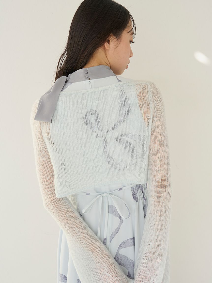 SNIDEL「【WEB限定カラーあり】リボンディテールカーデセットワンピース」|ワンピース|