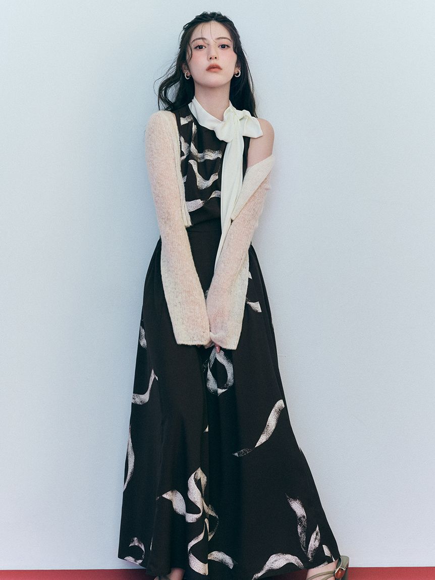 SNIDEL「【WEB限定カラーあり】リボンディテールカーデセットワンピース」|ワンピース|