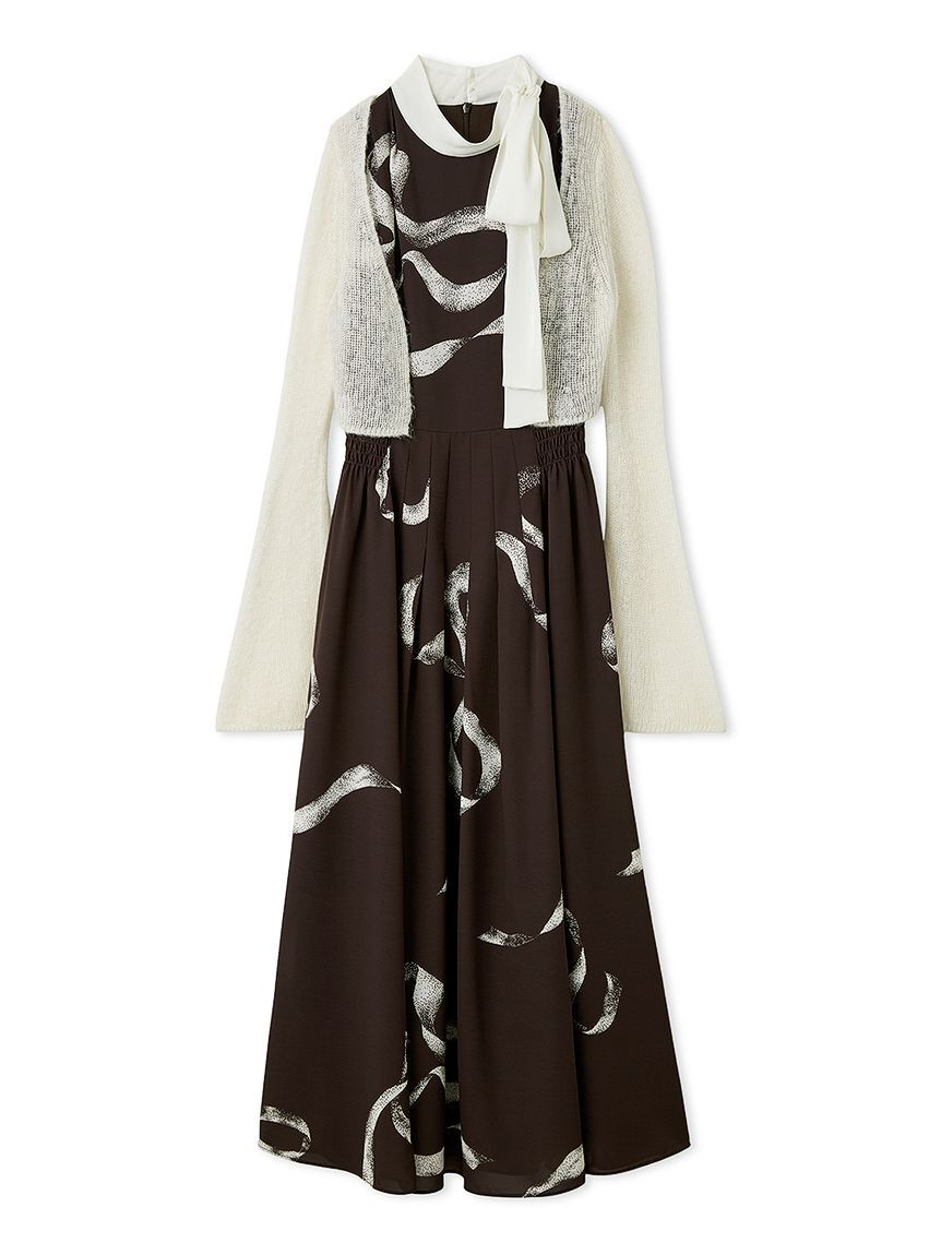 SNIDEL「【WEB限定カラーあり】リボンディテールカーデセットワンピース」|ワンピース|