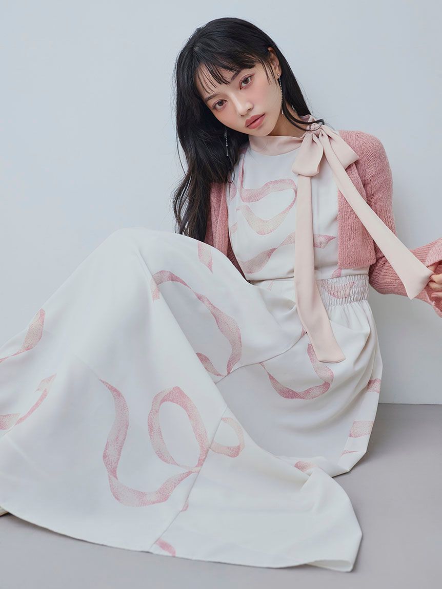 SNIDEL「【WEB限定カラーあり】リボンディテールカーデセットワンピース」|ワンピース|LPNK