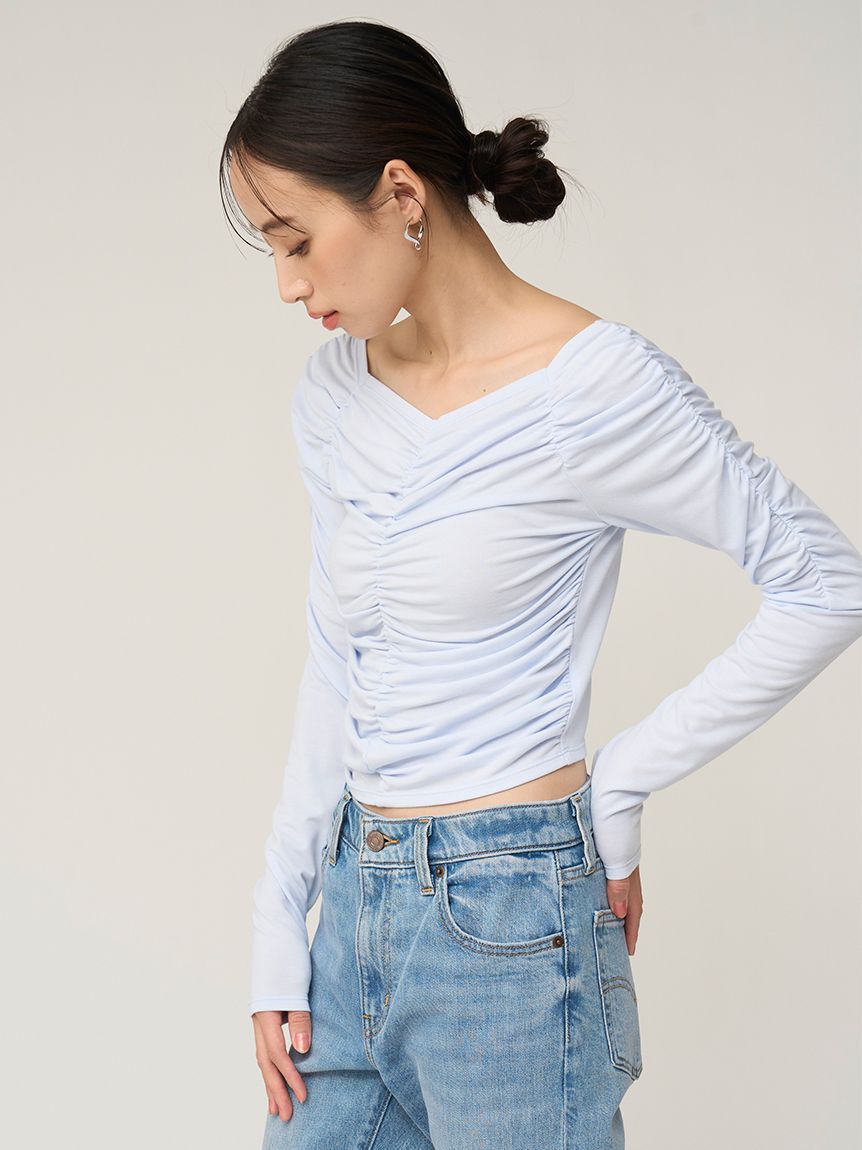 SNIDEL「ギャザーカットプルオーバー」|Tシャツ・カットソー|