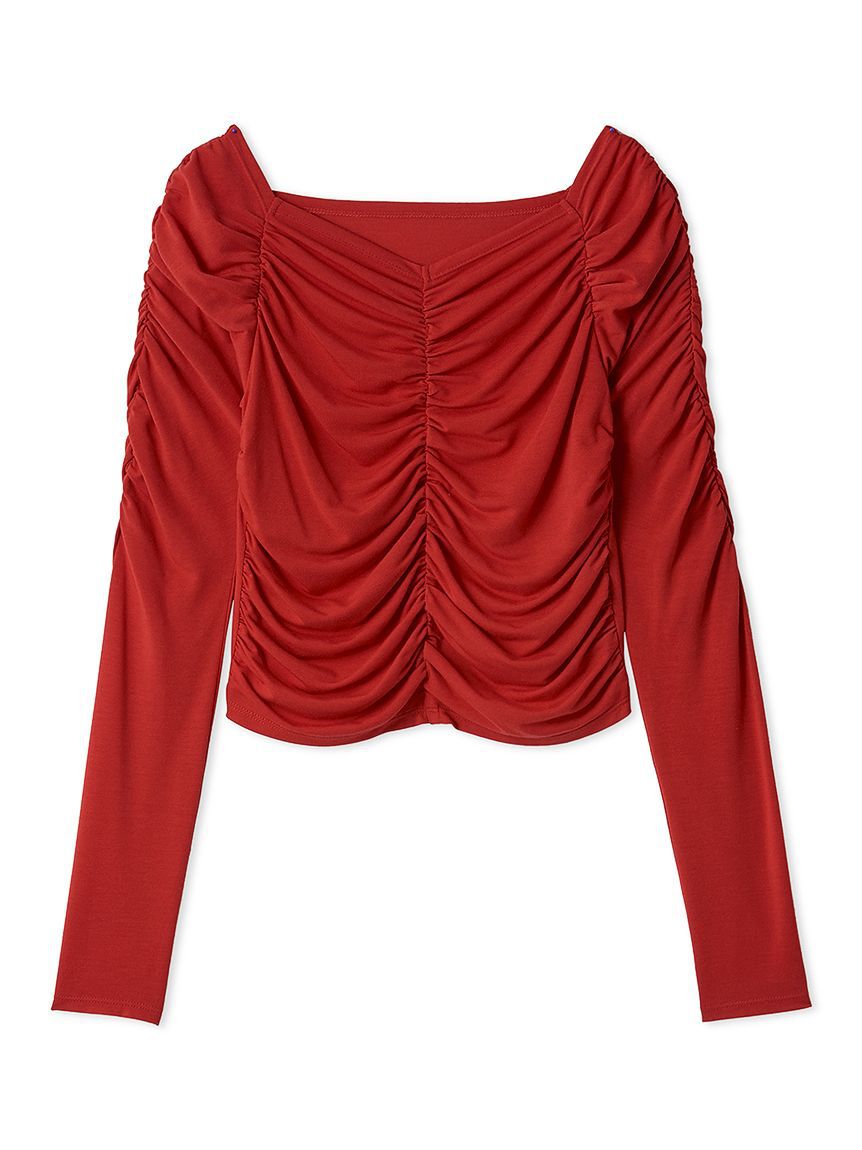 SNIDEL「ギャザーカットプルオーバー」|Tシャツ・カットソー|RED
