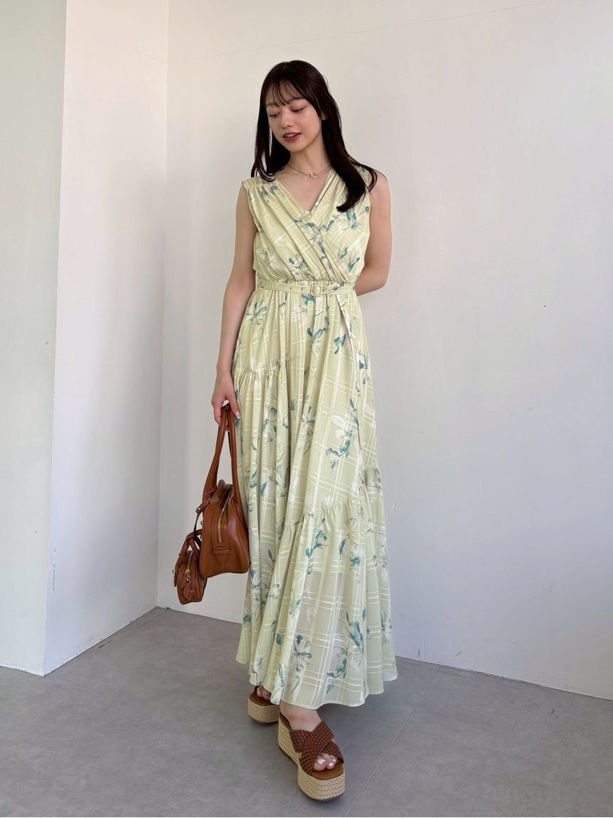 FRAY I.D「フラワープリントカシュクールワンピース／接触冷感」|ワンピース|