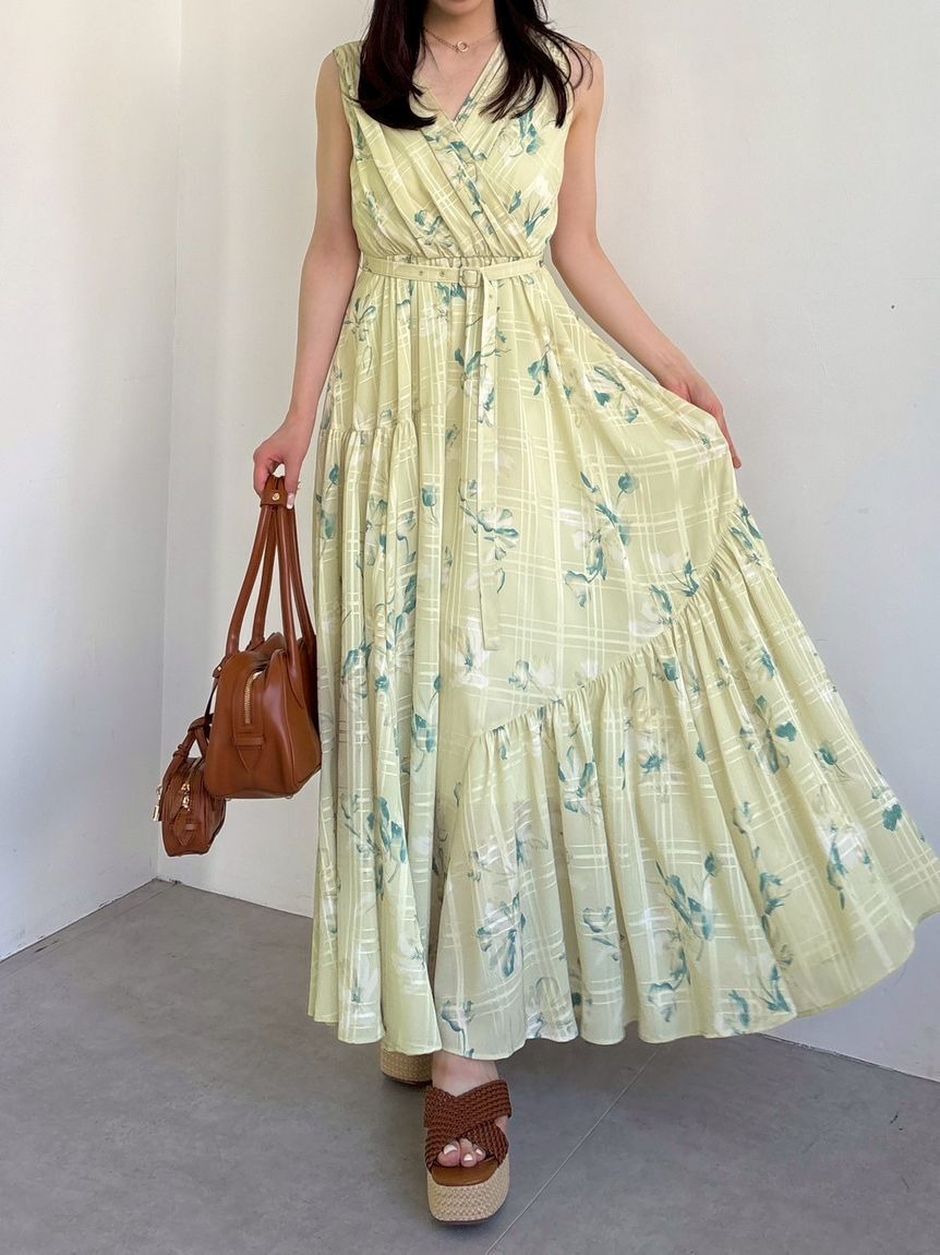 FRAY I.D「フラワープリントカシュクールワンピース／接触冷感」|ワンピース|