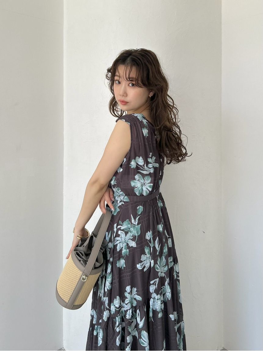 FRAY I.D「フラワープリントカシュクールワンピース／接触冷感」|ワンピース|