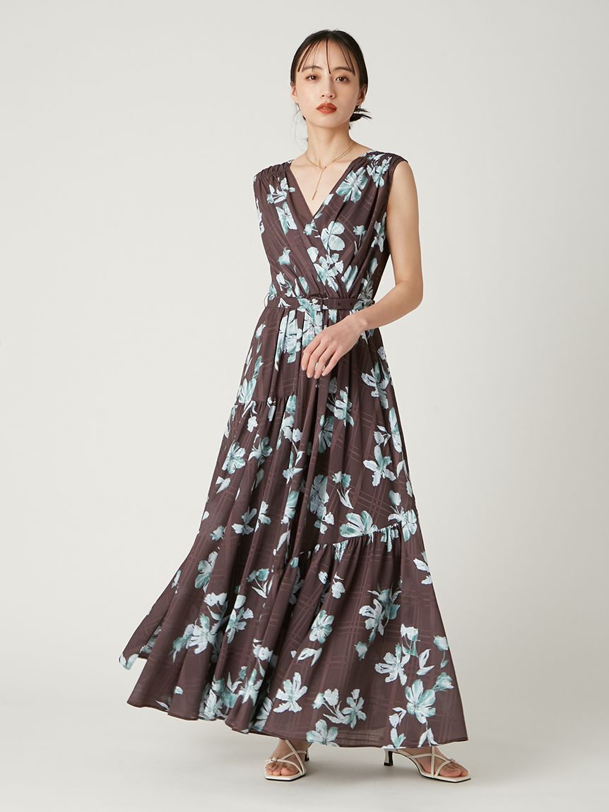 FRAY I.D「フラワープリントカシュクールワンピース／接触冷感」|ワンピース|