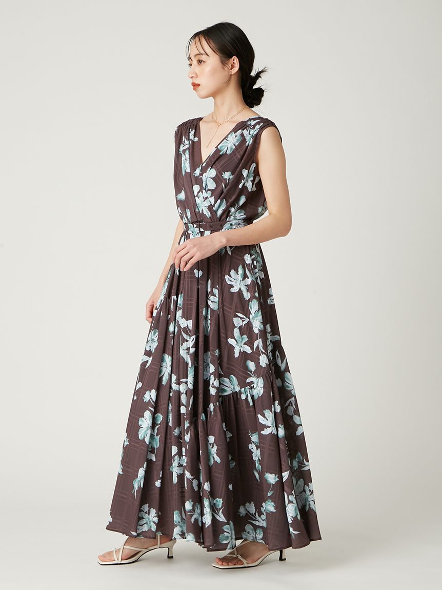 FRAY I.D「フラワープリントカシュクールワンピース／接触冷感」|ワンピース|