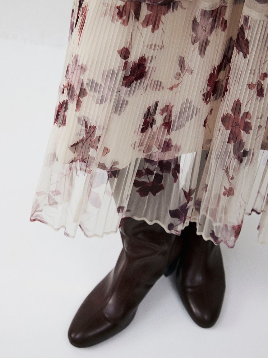 FRAY I.D「【00サイズ】シアーフラワープリーツワンピース」|ワンピース|