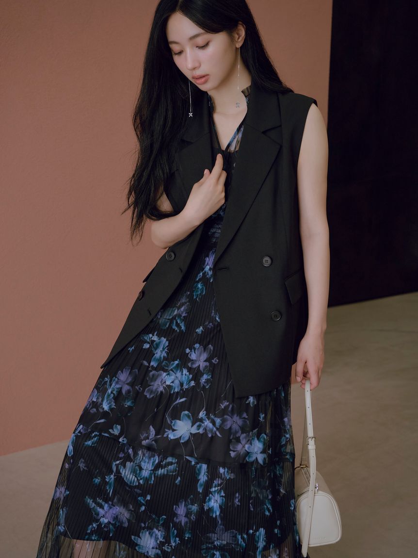 FRAY I.D「【00サイズ】シアーフラワープリーツワンピース」|ワンピース|