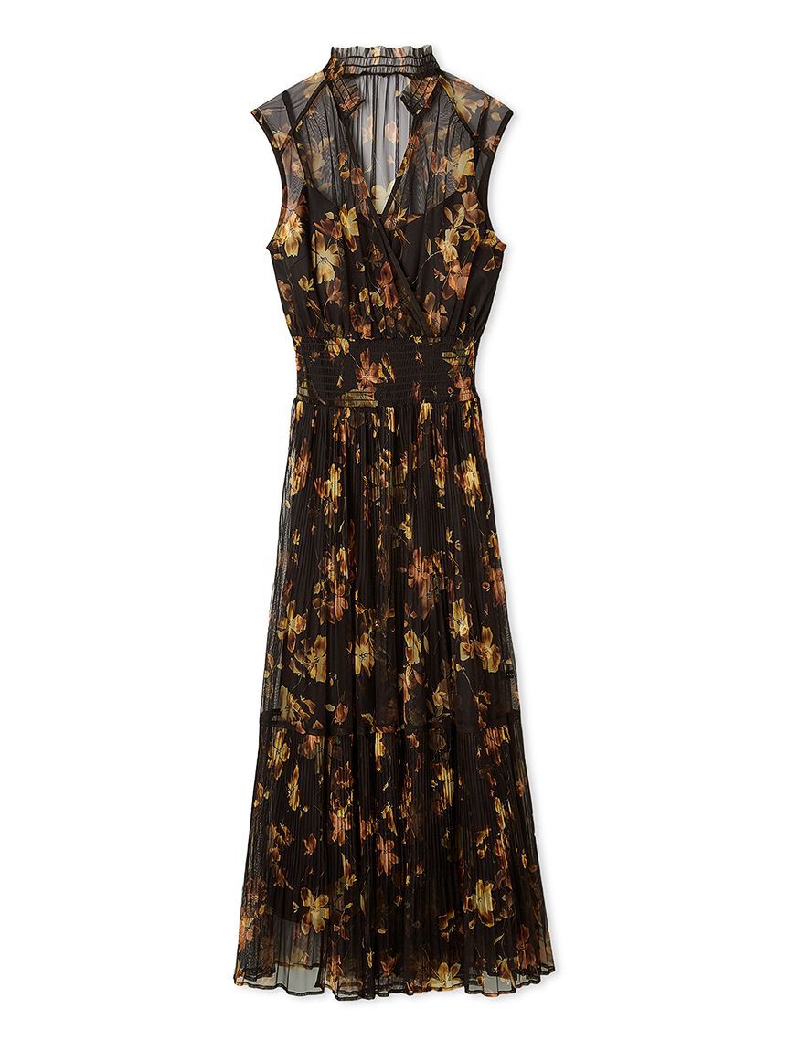 FRAY I.D「【00サイズ】シアーフラワープリーツワンピース」|ワンピース|