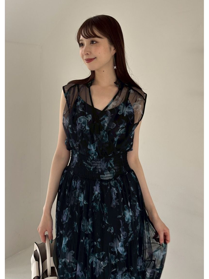 FRAY I.D「【00サイズ】シアーフラワープリーツワンピース」|ワンピース|