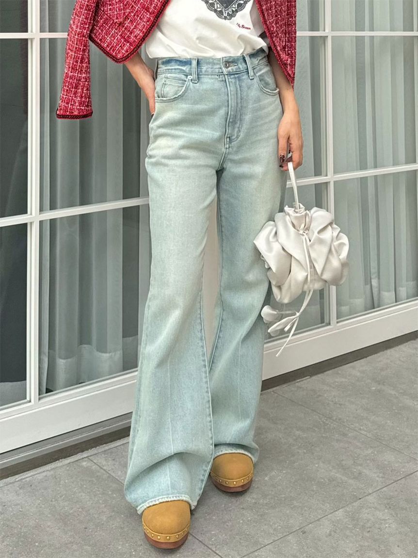 LILY BROWN「【WEB限定00サイズ】ストレッチセミフレアデニムパンツ」|デニム|