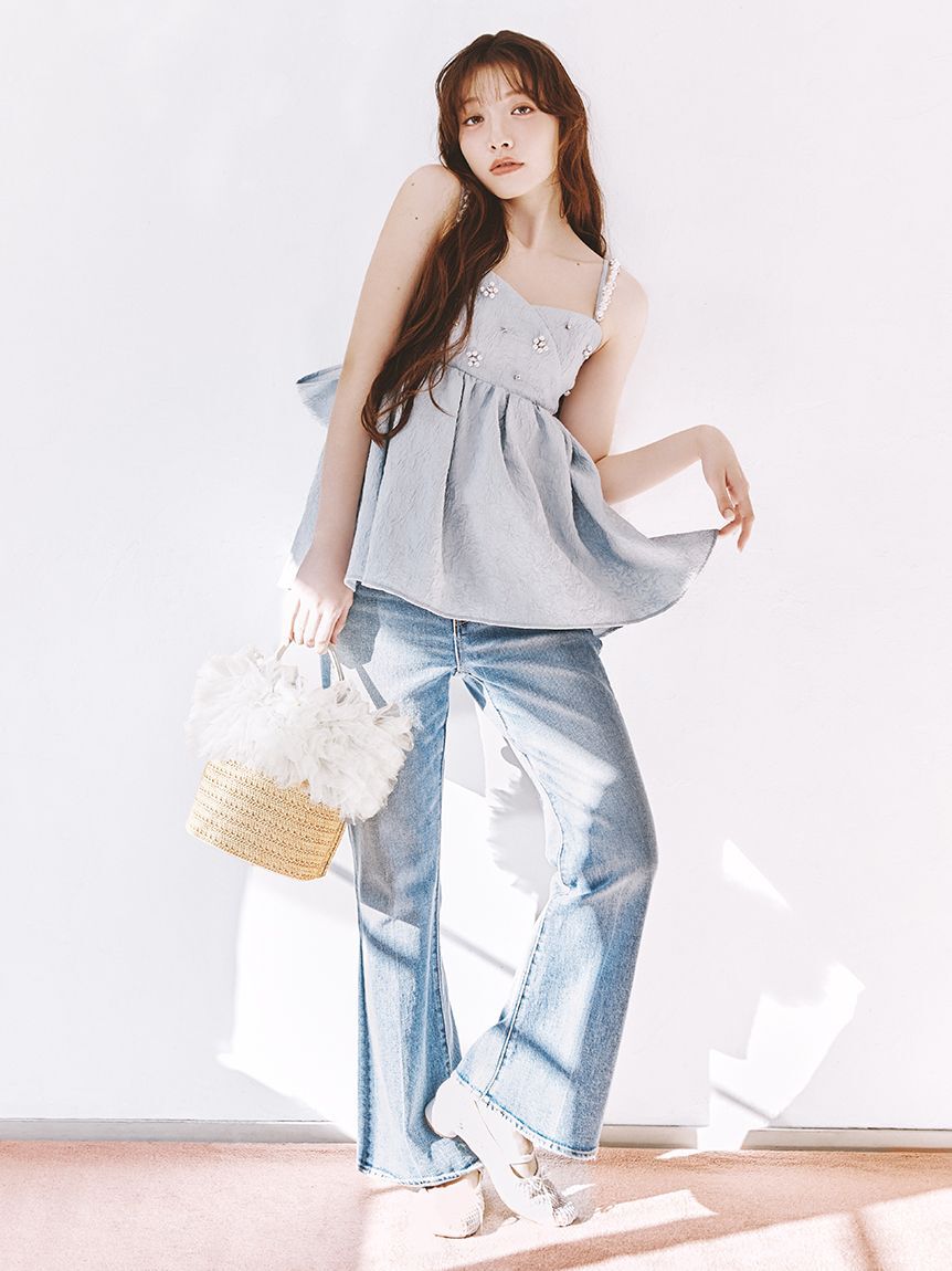 LILY BROWN「【WEB限定00サイズ】ストレッチセミフレアデニムパンツ」|デニム|