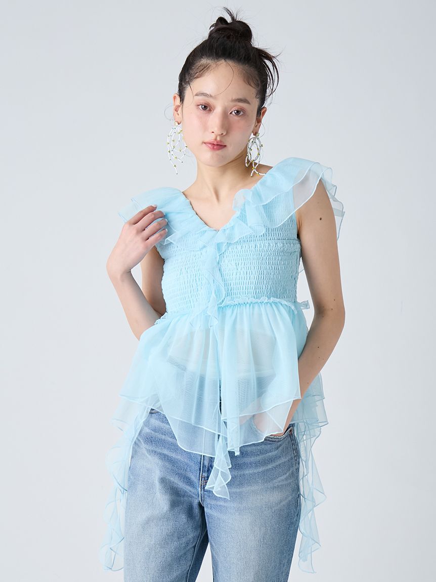 LILY BROWN「パピヨンチュールフリルトップス」|シャツ・ブラウス|