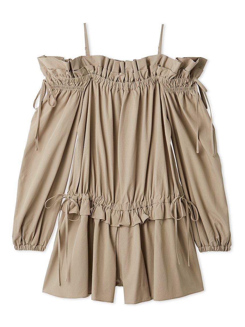 LILY BROWN「デコルテフリルミニロンパース」|オールインワン|