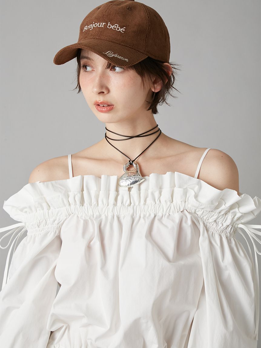 LILY BROWN「デコルテフリルミニロンパース」|オールインワン|