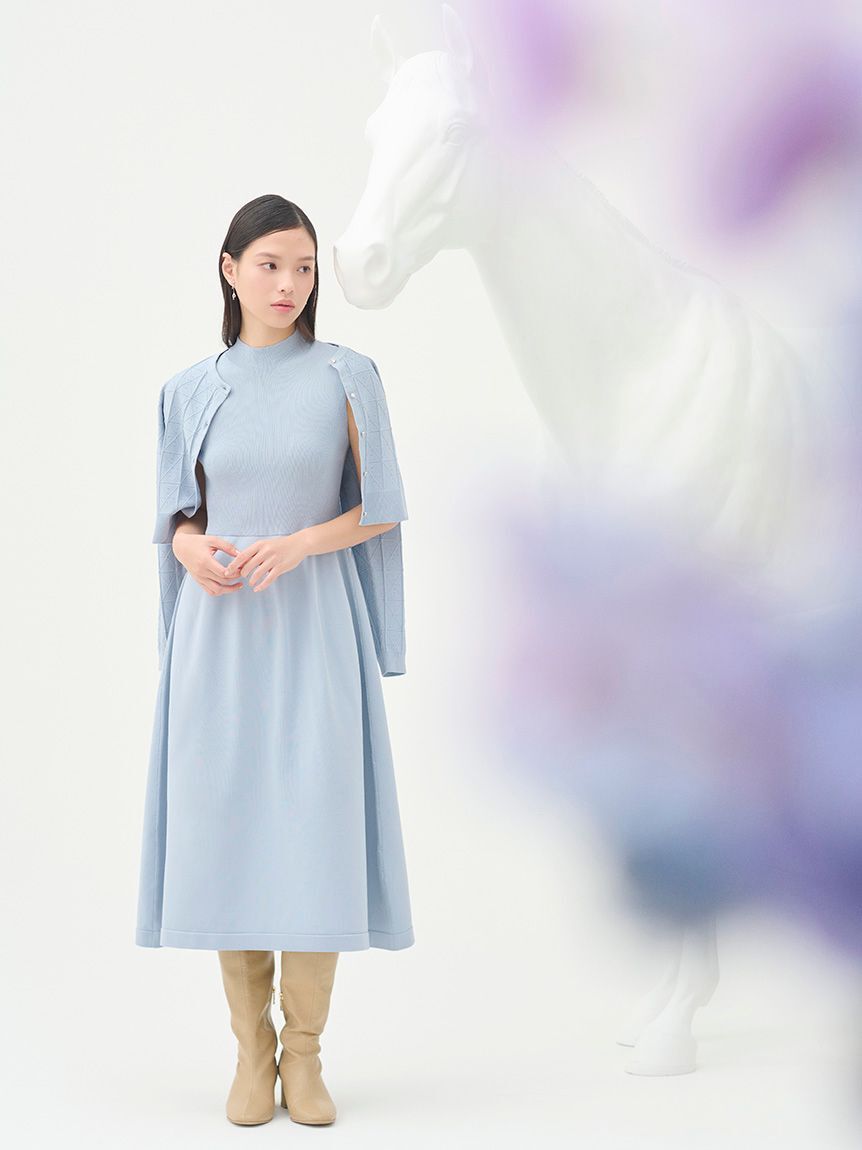 CELFORD「Premiumスプリングプレートパターンニットアップ」|ワンピース|SAX