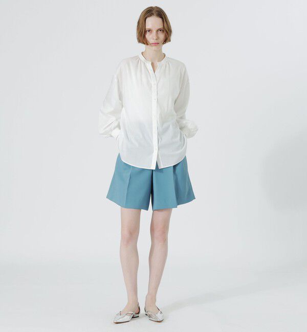  「リネンミックスギャザーブラウス」|シャツ・ブラウス|