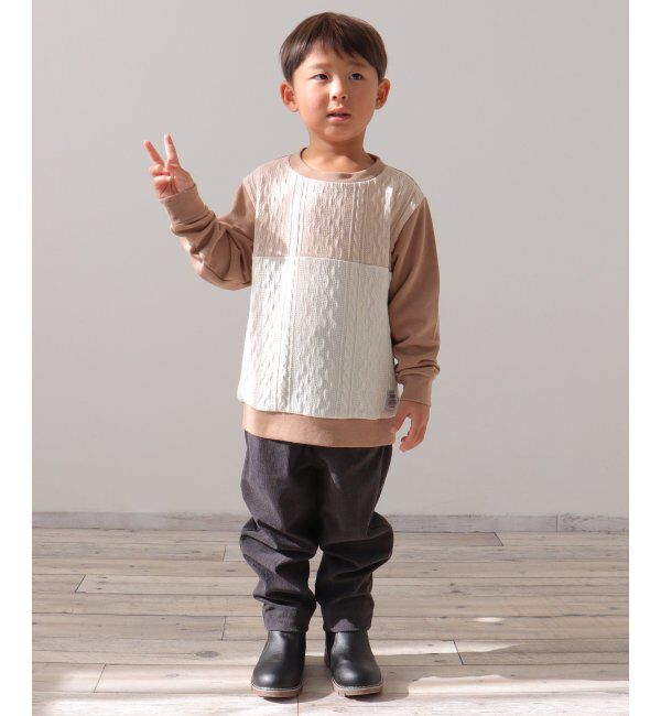 ikka kids「ケーブルニットソーブロックストレーナー（120~160cm）」|Tシャツ・カットソー|