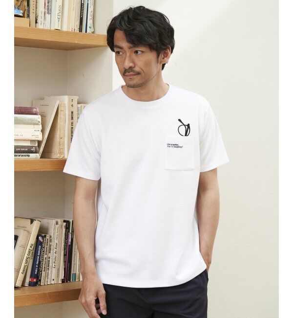ikka「ポンチメガネ刺繍ポケットTシャツ」|Tシャツ・カットソー|