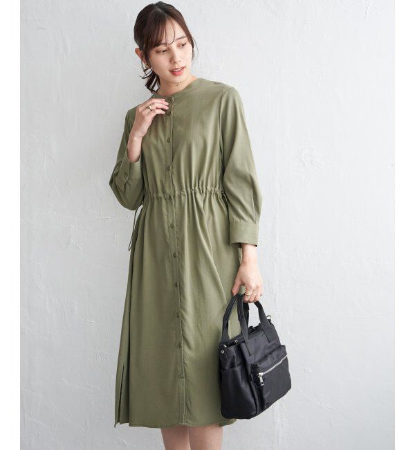 ikka「バンドカラーウエストドロストＯＰ」|ワンピース|