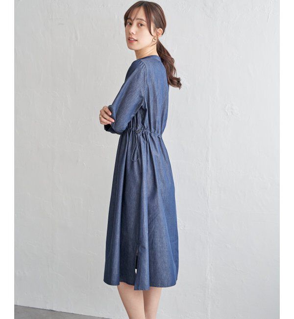 ikka「バンドカラーウエストドロストＯＰ」|ワンピース|