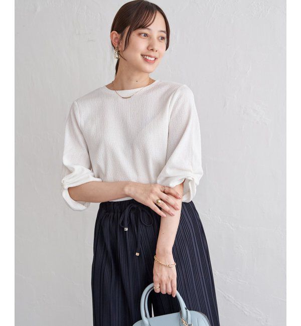 IKKA LOUNGE「ジャガードホイップスリーブプルオーバー」|Tシャツ・カットソー|オフホワイト