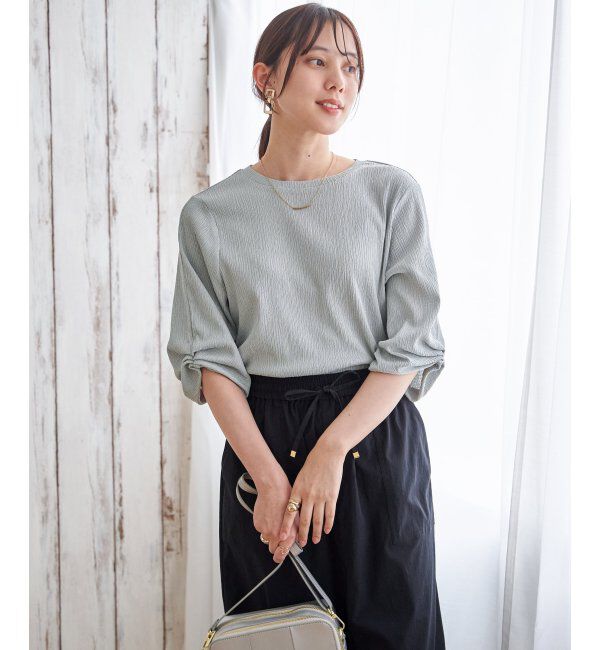 IKKA LOUNGE「ジャガードホイップスリーブプルオーバー」|Tシャツ・カットソー|ミントグリーン