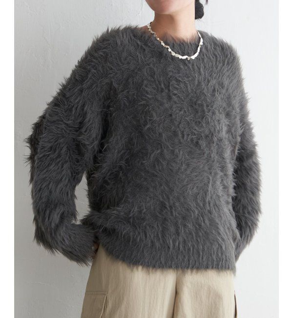 VENCE share style「フェイクフェザー天竺プルオーバー」|ニット・セーター|チャコール