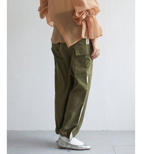 VENCE share style「ポプリンライン入りカーゴパンツ」|デニム|グリーン
