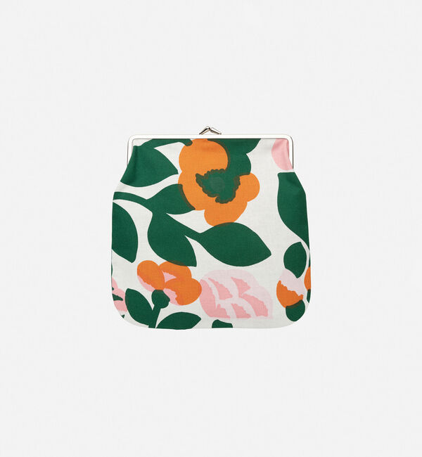 Marimekko「Pieni Green Green Iso Kukkaro がま口ポーチ」|ポーチ|グリーン&times;オレンジ