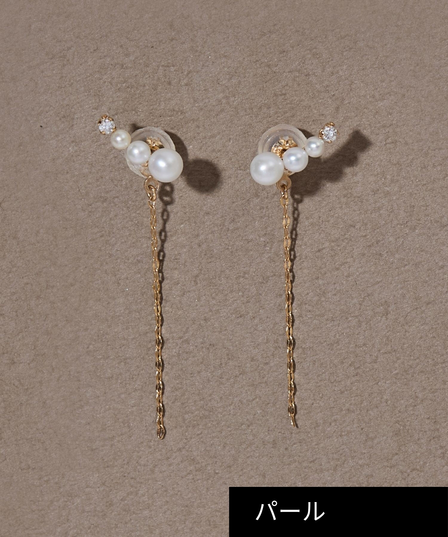 JUPITER「【K10】ダイヤモンド&パールピアス」|ピアス|ゴールド